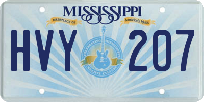 MS license plate HVY207