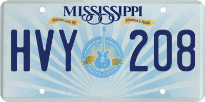 MS license plate HVY208