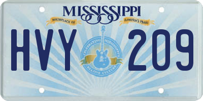 MS license plate HVY209