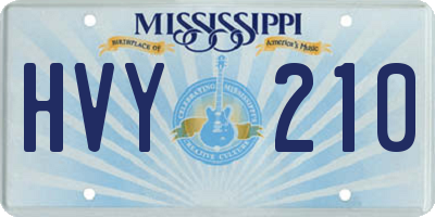MS license plate HVY210