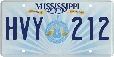 MS license plate HVY212