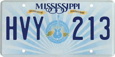 MS license plate HVY213