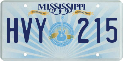 MS license plate HVY215