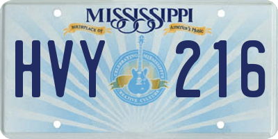 MS license plate HVY216
