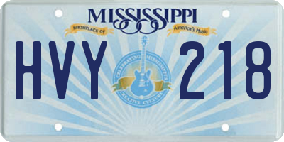 MS license plate HVY218