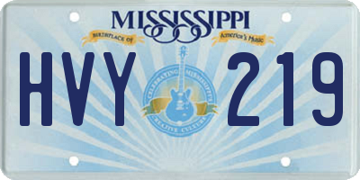 MS license plate HVY219