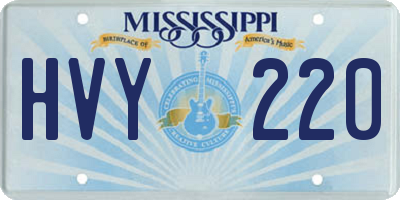 MS license plate HVY220