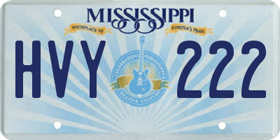MS license plate HVY222