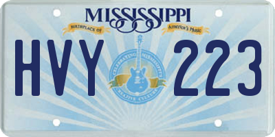 MS license plate HVY223