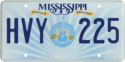 MS license plate HVY225