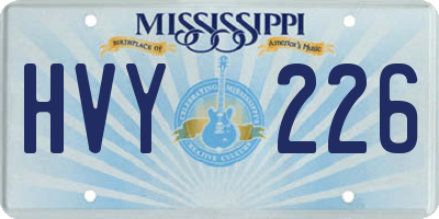MS license plate HVY226