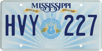 MS license plate HVY227