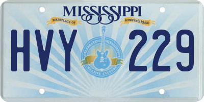 MS license plate HVY229