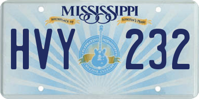 MS license plate HVY232