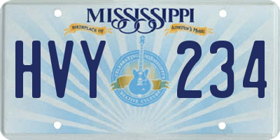 MS license plate HVY234