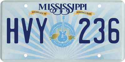 MS license plate HVY236