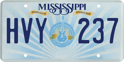MS license plate HVY237