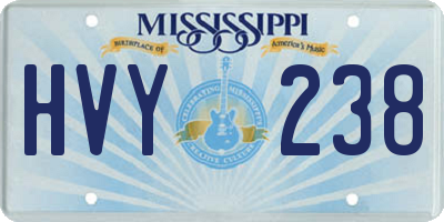 MS license plate HVY238