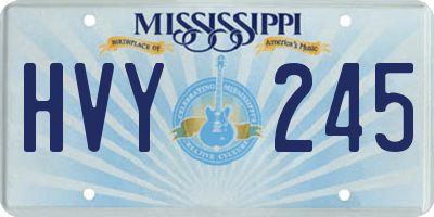 MS license plate HVY245