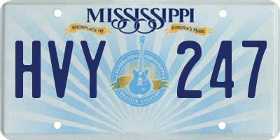MS license plate HVY247