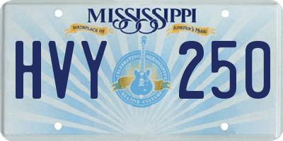 MS license plate HVY250