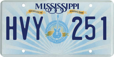 MS license plate HVY251