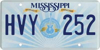 MS license plate HVY252