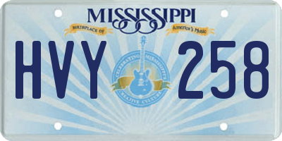 MS license plate HVY258