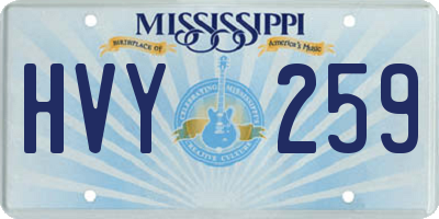 MS license plate HVY259
