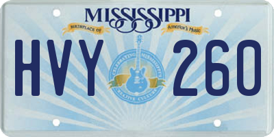 MS license plate HVY260