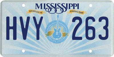 MS license plate HVY263