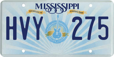MS license plate HVY275