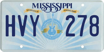 MS license plate HVY278