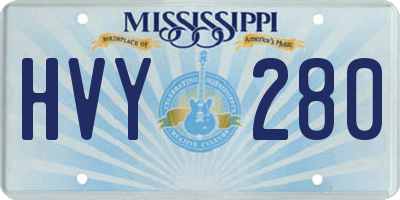 MS license plate HVY280