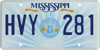 MS license plate HVY281