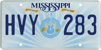 MS license plate HVY283
