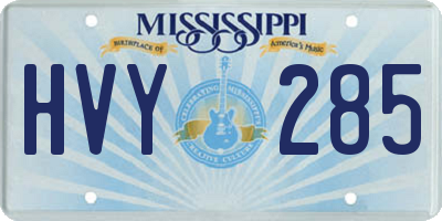 MS license plate HVY285