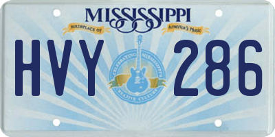 MS license plate HVY286