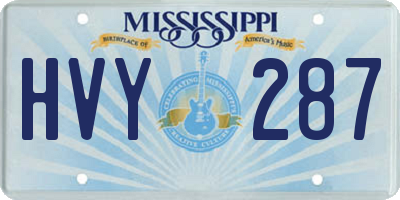 MS license plate HVY287