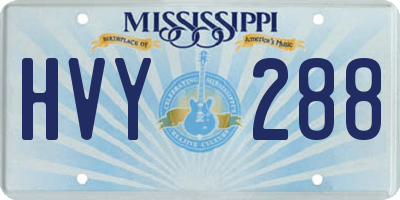 MS license plate HVY288