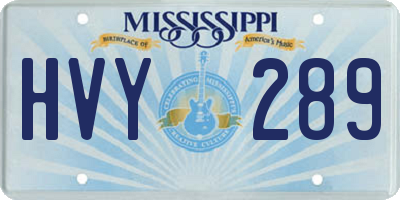 MS license plate HVY289