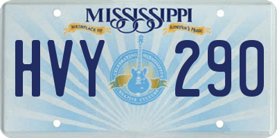 MS license plate HVY290