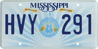 MS license plate HVY291