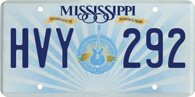 MS license plate HVY292