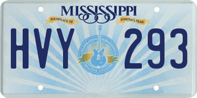 MS license plate HVY293