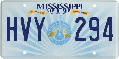 MS license plate HVY294