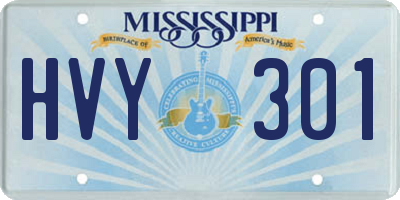 MS license plate HVY301