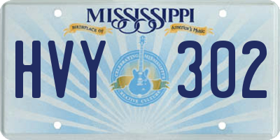 MS license plate HVY302