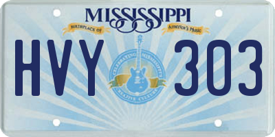 MS license plate HVY303