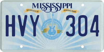 MS license plate HVY304